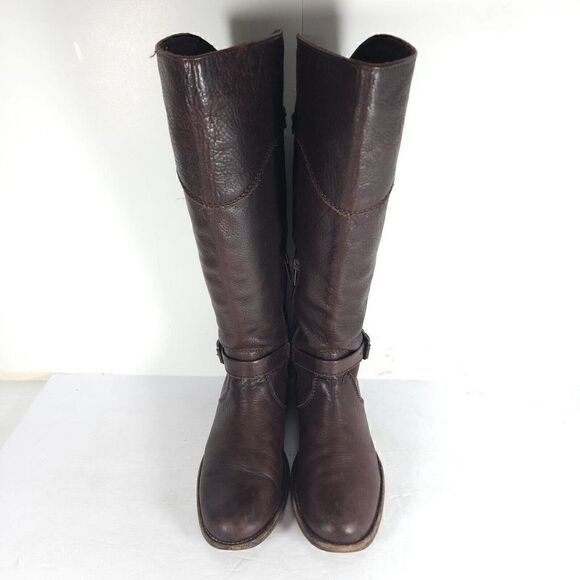 Frye Women's Phillip US 7,5B Brown Leather Buckle knee High Riding Boots - Picture 3 of 14
